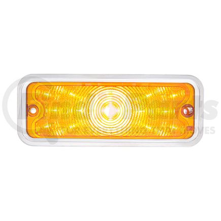 110886 by UNITED PACIFIC - Parking Light - Front, Amber LED, Dual Function, with Stainless Steel Trim, for 1973-1980 Chevy & GMC Truck