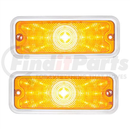 111108 by UNITED PACIFIC - Parking Light - Front, Amber LED/Lens, 17 LEDs, with Stainless Steel Trim