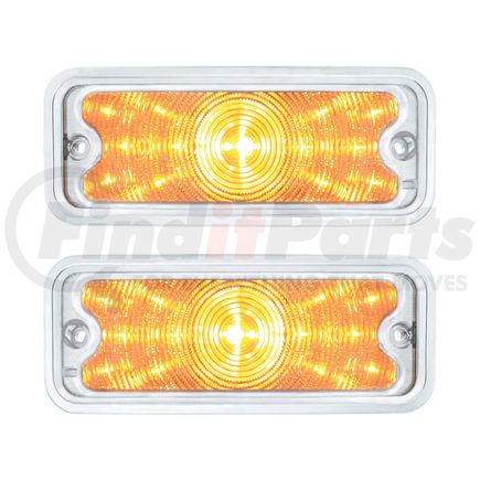 111109 by UNITED PACIFIC - Parking Light - Front, Amber LED/Clear Lens, 17 LEDs, with Stainless Steel Trim