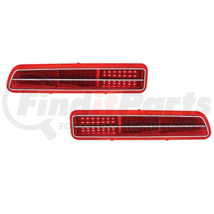 111116 by UNITED PACIFIC - Tail Light - RH and LH, 84 Sequential LEDs, with SS Trim, For 1969 Chevrolet Camaro