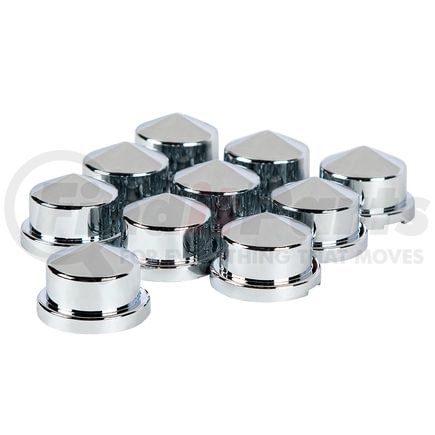 10082P by UNITED PACIFIC - Wheel Lug Nut Cover Set - 3/4" x 7/8", Chrome, Plastic, Pointed, Push-On Style