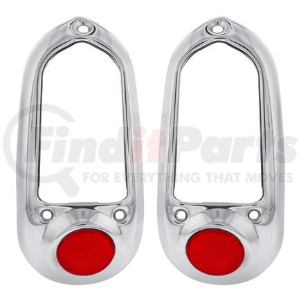 C4053S by UNITED PACIFIC - Stainless Steel Tail Light Bezel, Red Reflector For 1949-50 Chevy Passenger Car