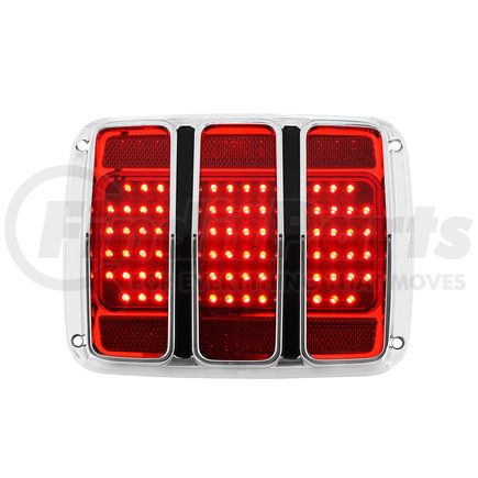 FTL6411LED by UNITED PACIFIC - Tail Light - 68 LED, with Chrome Housing and Rim, for 1964.5-1966 Ford Mustang