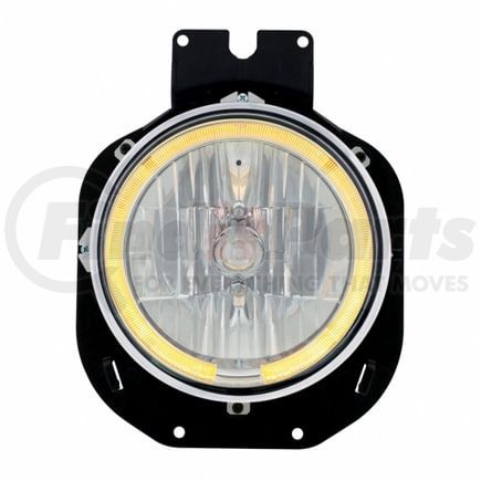 31281 by UNITED PACIFIC - Crystal Headlight - RH/LH, 7", Round, Chrome Housing, with Bracket, with Amber LED Halo Ring