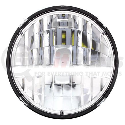31459 by UNITED PACIFIC - Headlight - 1 High Power, LED, RH/LH, 7", Round, Black Housing, High/Low Beam, with LED Turn Signal Light and White LED Position Light Bar