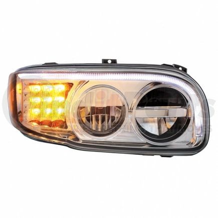 35801 by UNITED PACIFIC - Headlight - R/H, with LED Turn Signal/Position Light Bar, 2008+ Peterbilt 388/389