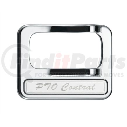 40974 by UNITED PACIFIC - Rocker Switch Cover - PTO Control, Chrome, with Stainless Plaque, for Peterbilt