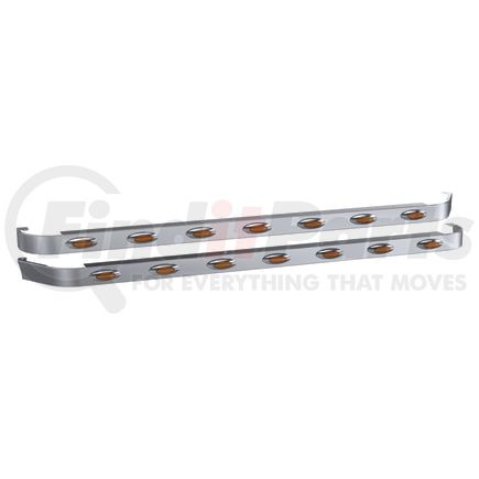 20982504 by PANELITE - SLEEPER SKIRT PAIR KW T680 76" LONG CAB EXHAUST 2.5" WIDE W/M5 AMBER LED (7)