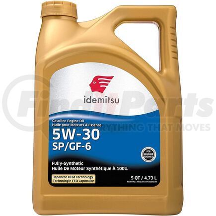 30013015-95300C020 by IDEMITSU - Engine Oil - Fully-Synthetic, SAE 5W-30, SP/GF-6, 5 Quarts