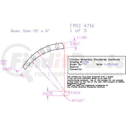 EX4716D by ABEX - Brake Lining Brake Lining