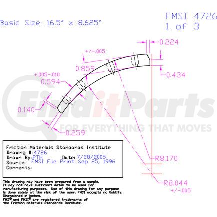 EX4726D-S43 by ABEX - Drum Brake Shoe Lining