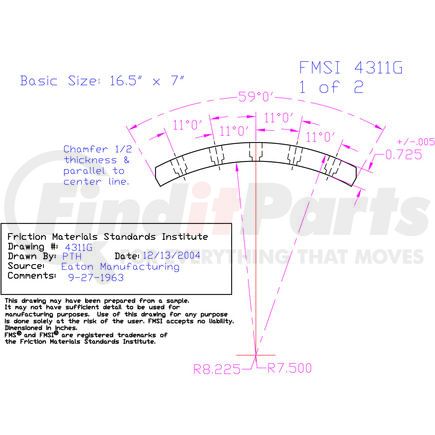 EXP4311GD-B43 by ABEX - Drum Brake Shoe Lining