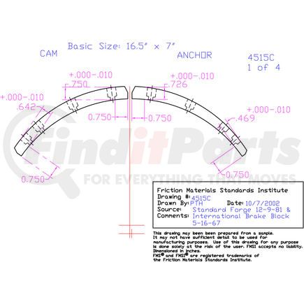 EXP4515CD-B43 by ABEX - Drum Brake Shoe Lining