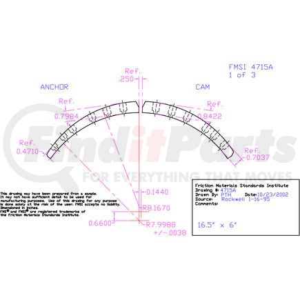 MC4715AD-S44 by ABEX - Drum Brake Shoe Lining