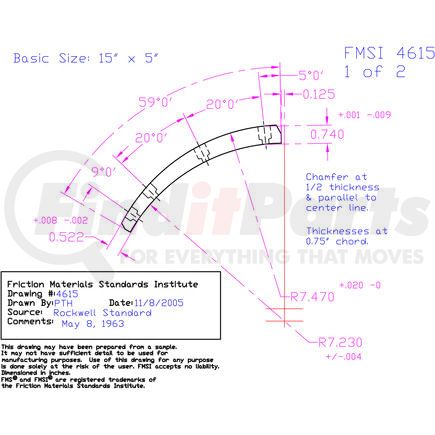 MX4615D by ABEX - Drum Brake Shoe Lining