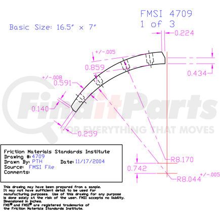 Abex RSM4709DBLK Drum Brake Shoe Lining Drum Brake Shoe Lining