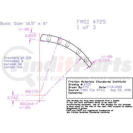 RX4725D by ABEX - Drum Brake Shoe Lining