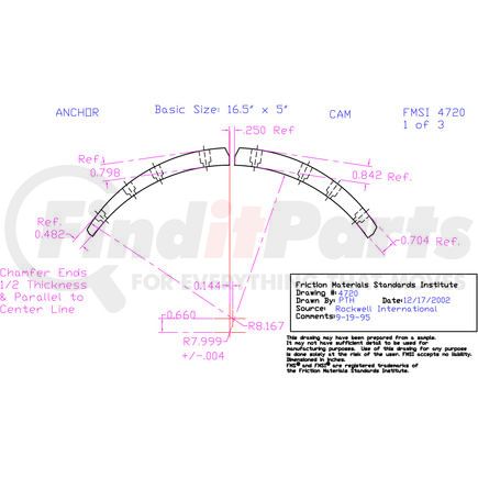 AN4720D-S70 by ABEX - Abex Friction AN4720D-S70 Drum Brake Shoe Lining