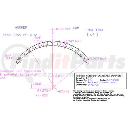 EL4704DX-S4D by ABEX - Drum Brake Shoe Lining