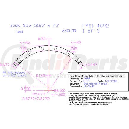 EN4692D-S4F by ABEX - Drum Brake Shoe Lining