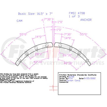 EX4708D-B43 by ABEX - Drum Brake Shoe Lining