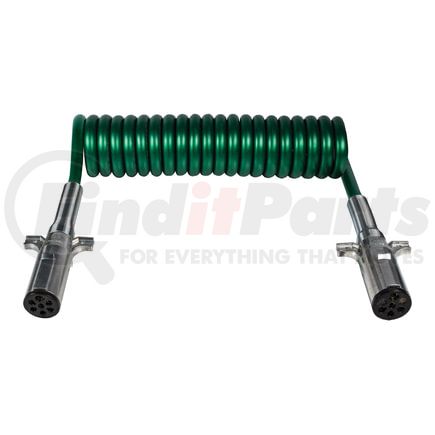 7ATG222MG by TECTRAN - Trailer Power Cable - 12 ft., 7-Way, Powercoil, ABS, Green, with Spring Guards