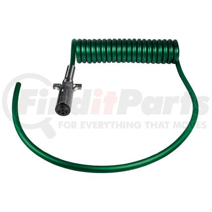 7ATG511MG by TECTRAN - Trailer Power Cable - 15 ft., 7-Way, Powercoil, ABS, Green, with Spring Guards