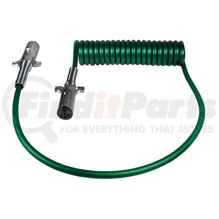 7ATG524MG by TECTRAN - Trailer Power Cable - 15 ft., 7-Way, Powercoil, ABS, Green, with Spring Guards