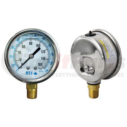 80G25BM16 by TECTRAN - Brake Pressure Gauge - Bottom Mount, 2.5 in. diameter, 0 - 160 psi