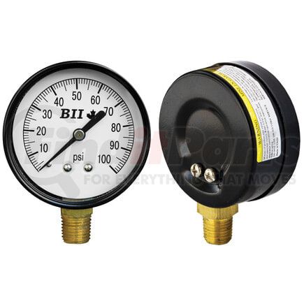 80G25BM10 by TECTRAN - Brake Pressure Gauge - Bottom Mount, 2.5 in. diameter, 0 - 100 psi