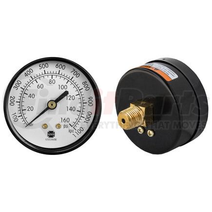 80G25CB16 by TECTRAN - Brake Pressure Gauge - Center Mount, 2.5 in. diameter, 0 - 160 psi