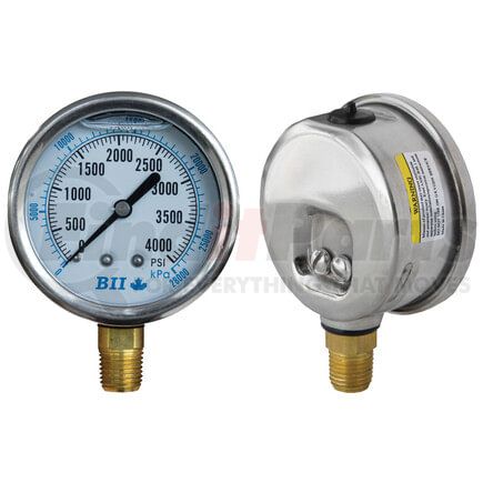 80L25BM4M by TECTRAN - Brake Pressure Gauge - Bottom Mount, 2.5 in. diameter, 0 - 4000 psi, Glycerin Filled