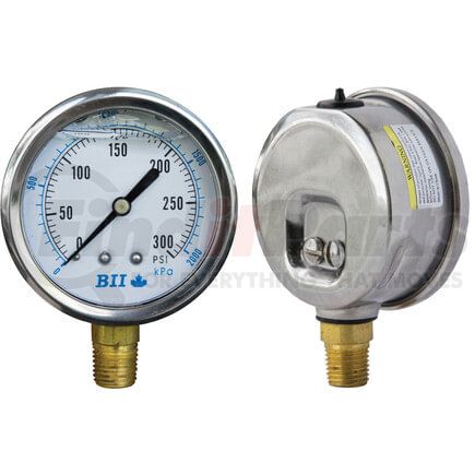 80L25BM3C by TECTRAN - Brake Pressure Gauge - Bottom Mount, 2.5 in. diameter, 0 - 300 psi, Glycerin Filled