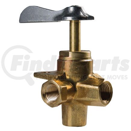 932 by TECTRAN - Air Brake Air Shut-Off Petcock - Brass, 1/4 in. Thread, 1-3/8 in. Stem, 4-Way, Female