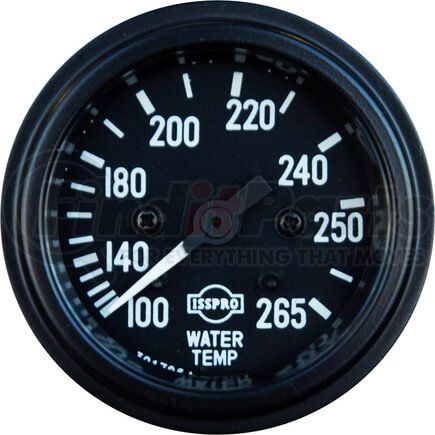 Tectran 95-2453 Fuel and Water Temperature Gauge Set Water Temperature Gauge - Black, 100-265 deg. F, 120 in. Capillary