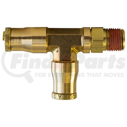 PL1371-4A by TECTRAN - Air Brake Air Line Thread Run Tee - Brass, 1/4 in. Tube, 1/8 in. Thread, Swivel Push-Lock