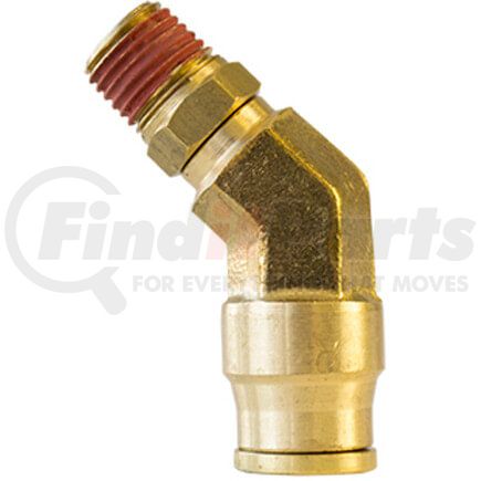 PL1374-4A by TECTRAN - DOT 45-Deg Male Elbow Push-Lock Swivel Brass Fitting, 1/4" Tube Size, 1/8" Pipe Thread