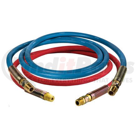 13S12101 by TECTRAN - 3/8" Air Brake Blue and Red Jumper Hose, with Spring Guards, 12 ft., 225 PSI