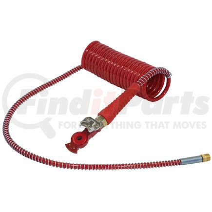 Tectran 16A15R4HG Air Brake Hose 15 ft. Red ARMORFLEX-HD Aircoils with Powder Coated Gladhands, 48" x 12" Leads
