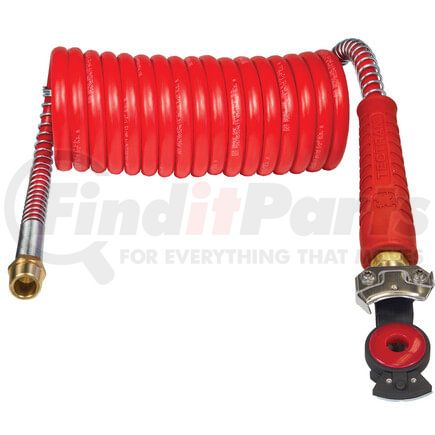 16P15RHA by TECTRAN - 15 ft. PROFLEX-SP Red Emergency Aircoil with Anodized Gladhand, 12" x 12" Leads