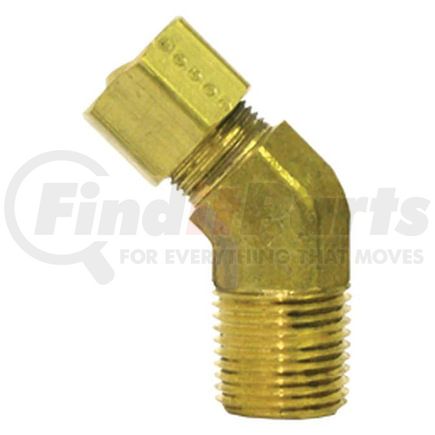 Tectran 74-8D Air Brake Air Line Fitting Compression Fitting - Brass, 1/2 in. Tube, 1/2 in. Thread, 45 deg. Elbow