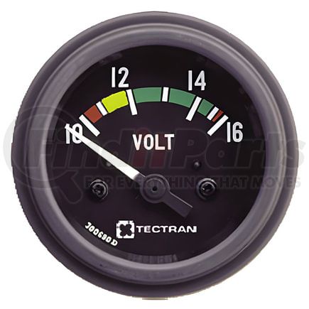 49180 by TECTRAN - Voltmeter Gauge - 24 VDC/20-32 VDC Scale, Color-Coded Ranges and Internal Ligthning