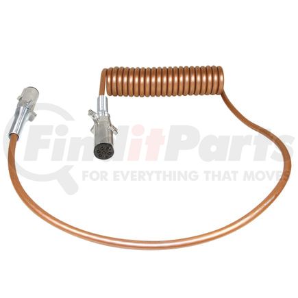 7MTY542MG by TECTRAN - Trailer Power Cable - 15 ft., 7-Way, Powercoil, Medium Duty, Bronze, with Spring Guards