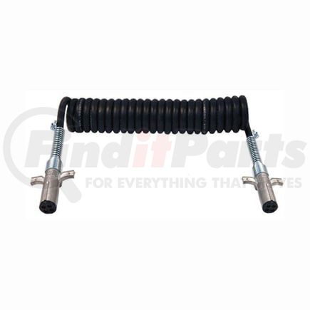 Tectran 7R6062M Trailer Power Cable 6 ft. 6/14 GA 4-Way RV Powercoil with Buffalo Plug Design and Spring Guards