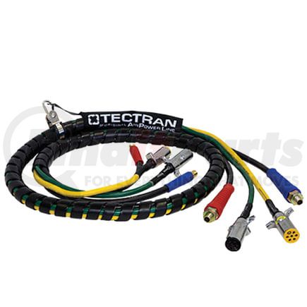 22040 by TECTRAN - Air Brake Hose and Power Cable Assembly - 15 ft., 4-in-1 Auxiliary, Black Hose