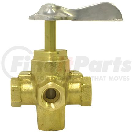 932L by TECTRAN - Air Brake Air Shut-Off Petcock - Brass, 1/4 in. Thread, 2-3/8 in. Stem, 4-Way, Female