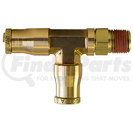 PL137184D by TECTRAN - Air Brake Air Line Thread Run Tee - Brass, 1/2 x 1/4 in. Tube, Swivel Push-Lock