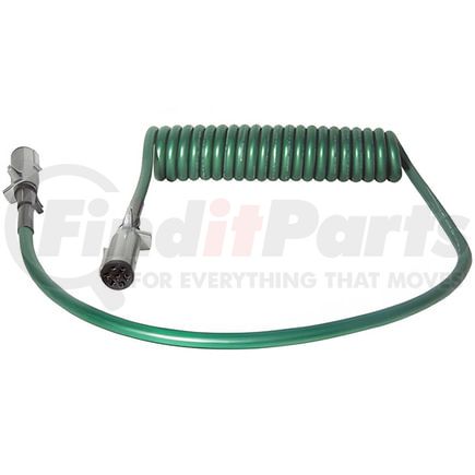 37054 by TECTRAN - Trailer Power Cable - 12 ft., 7-Way, Powercoil, ABS, Green, with WeatherSeal