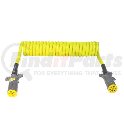 37070 by TECTRAN - Trailer Power Cable - 15, ft. 7-Way, Powercoil, Auxiliary, Yellow, Spring Guards