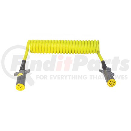 37078 by TECTRAN - Trailer Power Cable - 15, ft. 7-Way, Powercoil, Auxiliary, Yellow, WeatherSeal